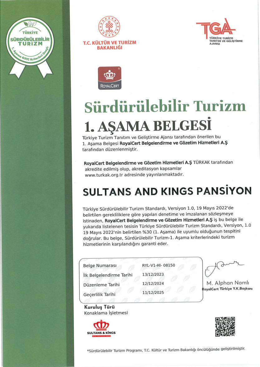 1. Aşama Sürdürülebilirlik Sertifikası
